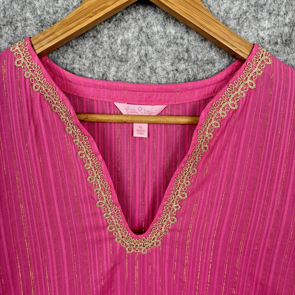 Lilly Pulitzer Pink Swim Coverup with Gold Accents - Picture 3 of 12